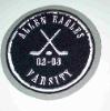 Circle chenille patch with crossed golf club icon.  Designed for the sleeve of your letterman jacket. 