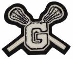 This is the lacrosse stick with number patch.  As you can see a letter can be used in place of a number.